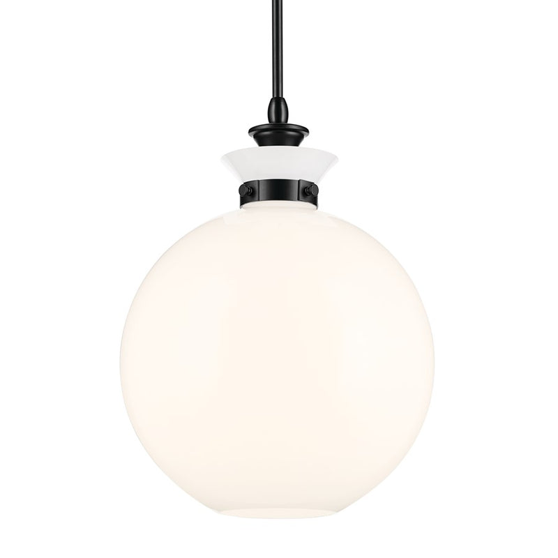 Kichler Laria 15" 1 Light Pendant, Black/Opal Glass