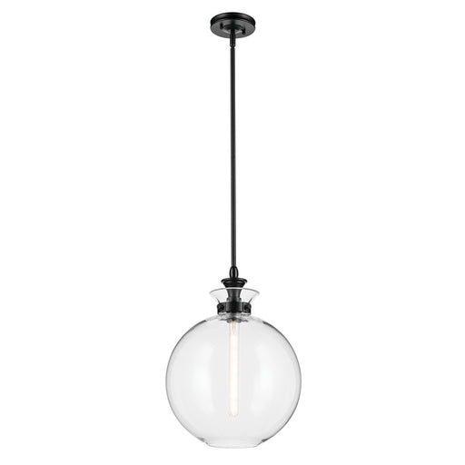 Kichler Laria 15" 1 Light Pendant, Black/Clear Glass - 52779BKCLR