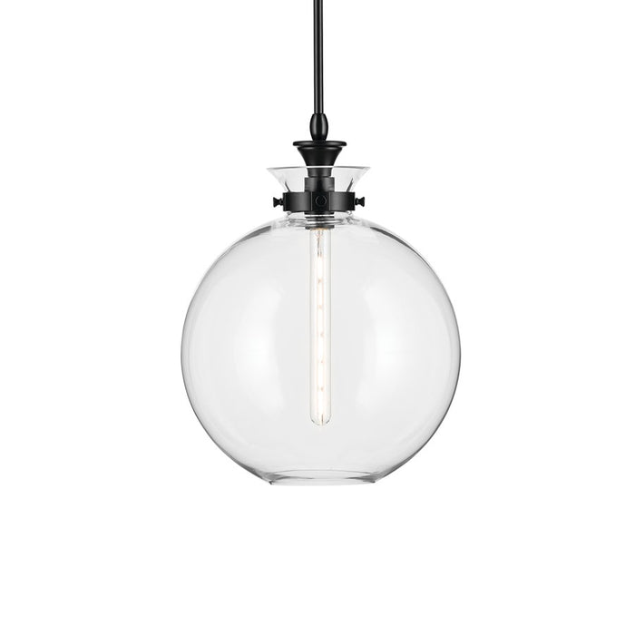 Kichler Laria 15" 1 Light Pendant, Black/Clear Glass