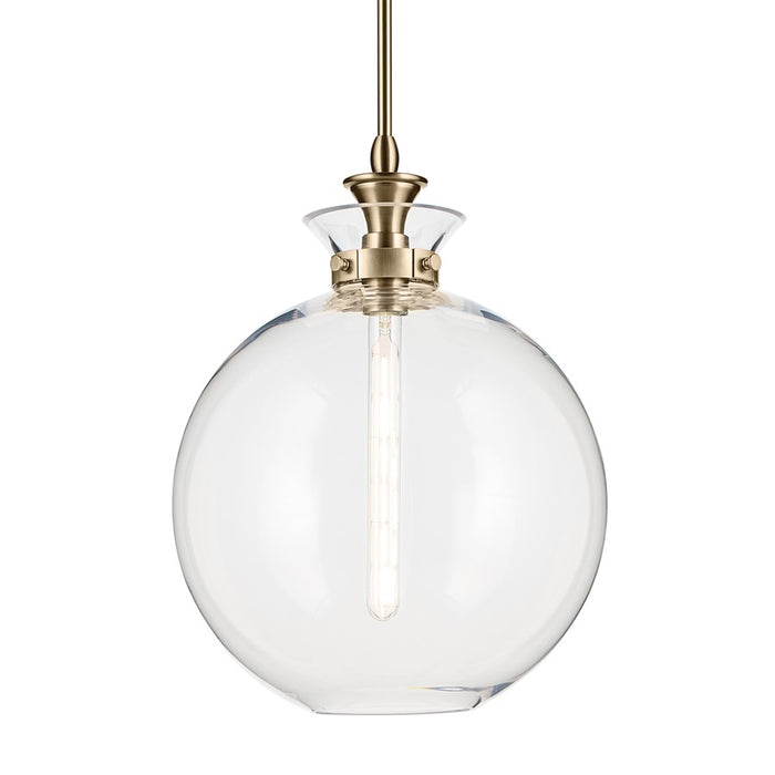 Kichler Laria 15" 1 Light Pendant, Champagne Bronze/Clear Glass