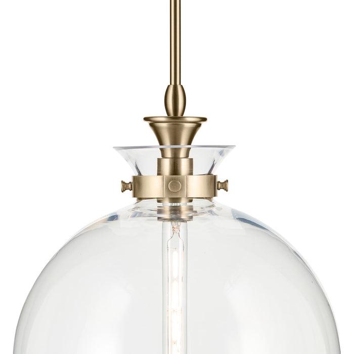 Kichler Laria 15" 1 Light Pendant, Champagne Bronze/Clear Glass