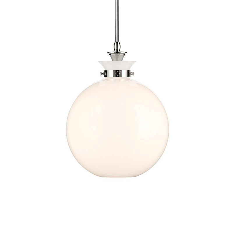 Kichler Laria 15" 1 Light Pendant, Polished Nickel/Opal Glass