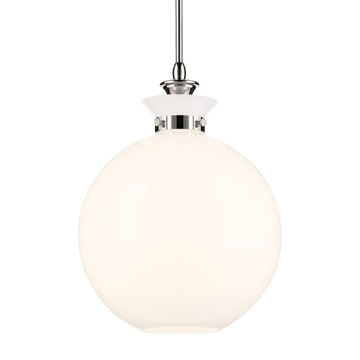 Kichler Laria 15" 1 Light Pendant, Polished Nickel/Opal Glass
