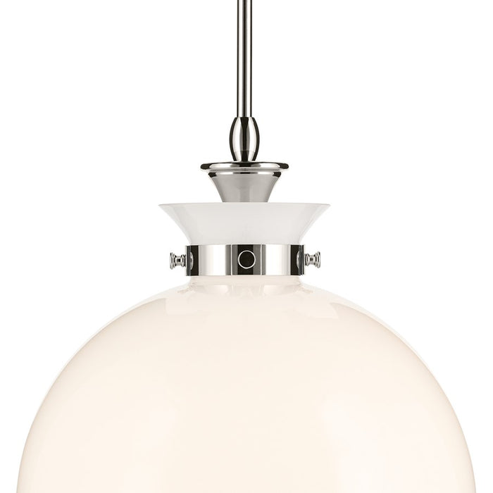 Kichler Laria 15" 1 Light Pendant, Polished Nickel/Opal Glass