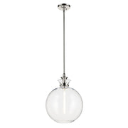Kichler Laria 15" 1 Light Pendant, Polished Nickel/Clear Glass - 52779PNCLR