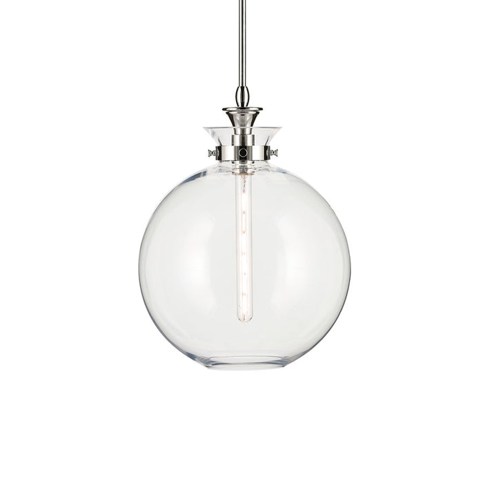 Kichler Laria 15" 1 Light Pendant, Polished Nickel/Clear Glass