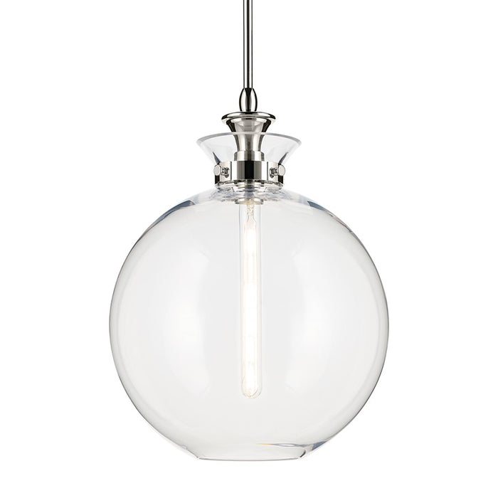 Kichler Laria 15" 1 Light Pendant, Polished Nickel/Clear Glass