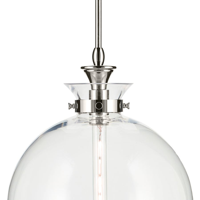 Kichler Laria 15" 1 Light Pendant, Polished Nickel/Clear Glass