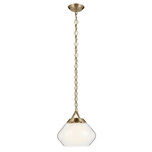 Kichler Nella 12" 1 Light Pendant, Bronze/Clear Outer/Opal Interior - 52782CPZ