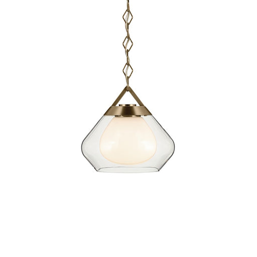 Kichler Nella 12" 1 Light Pendant, Bronze/Clear Outer/Opal Interior