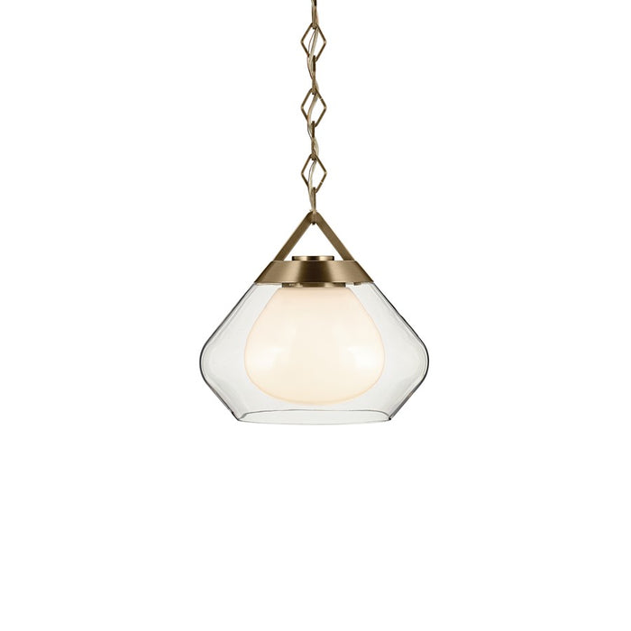 Kichler Nella 12" 1 Light Pendant, Bronze/Clear Outer/Opal Interior