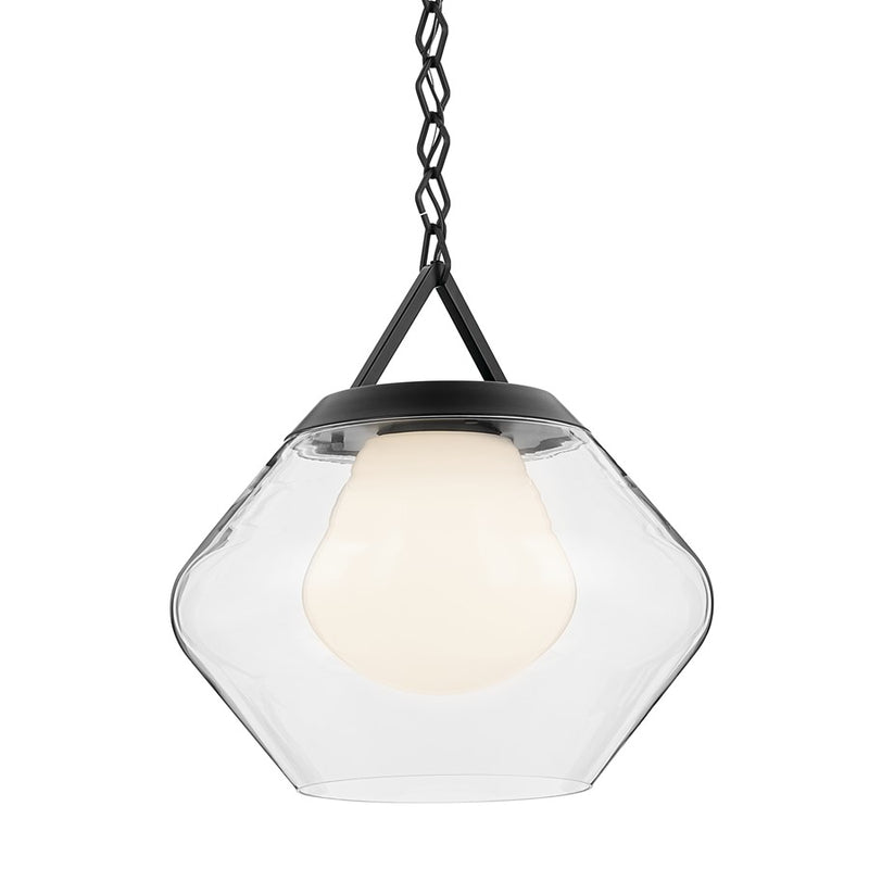 Kichler Nella 16" 1 Light Pendant, Black/Clear Outer/Opal Interior