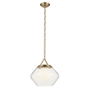 Kichler Nella 16" 1 Light Pendant, Bronze/Clear Outer/Opal Interior - 52783CPZ