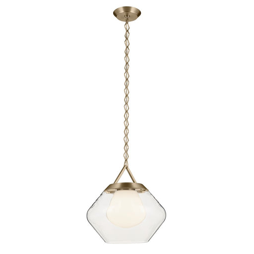Kichler Nella 16" 1 Light Pendant, Bronze/Clear Outer/Opal Interior - 52783CPZ