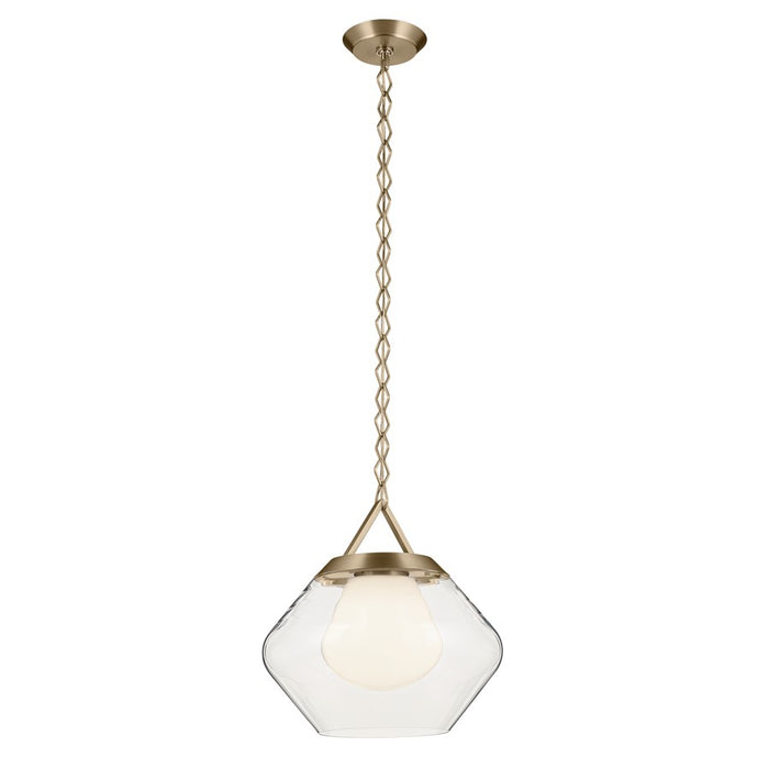 Kichler Nella 16" 1 Light Pendant, Bronze/Clear Outer/Opal Interior - 52783CPZ