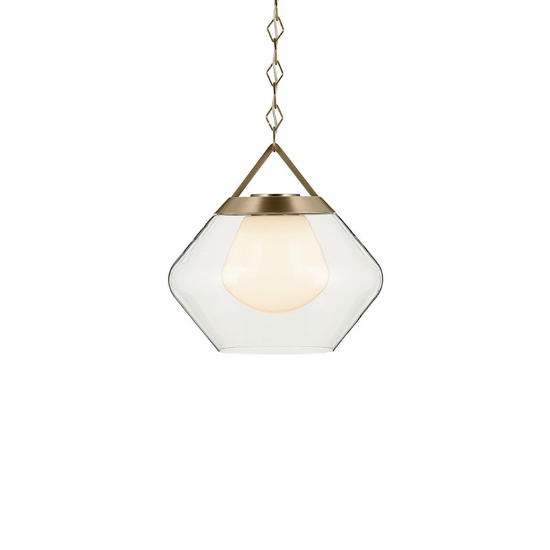 Kichler Nella 16" 1 Light Pendant, Bronze/Clear Outer/Opal Interior