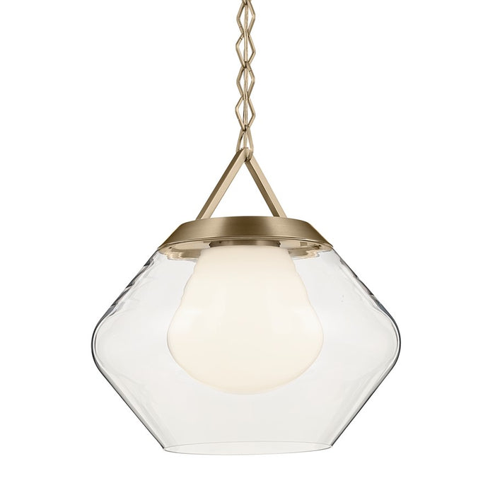 Kichler Nella 16" 1 Light Pendant, Bronze/Clear Outer/Opal Interior