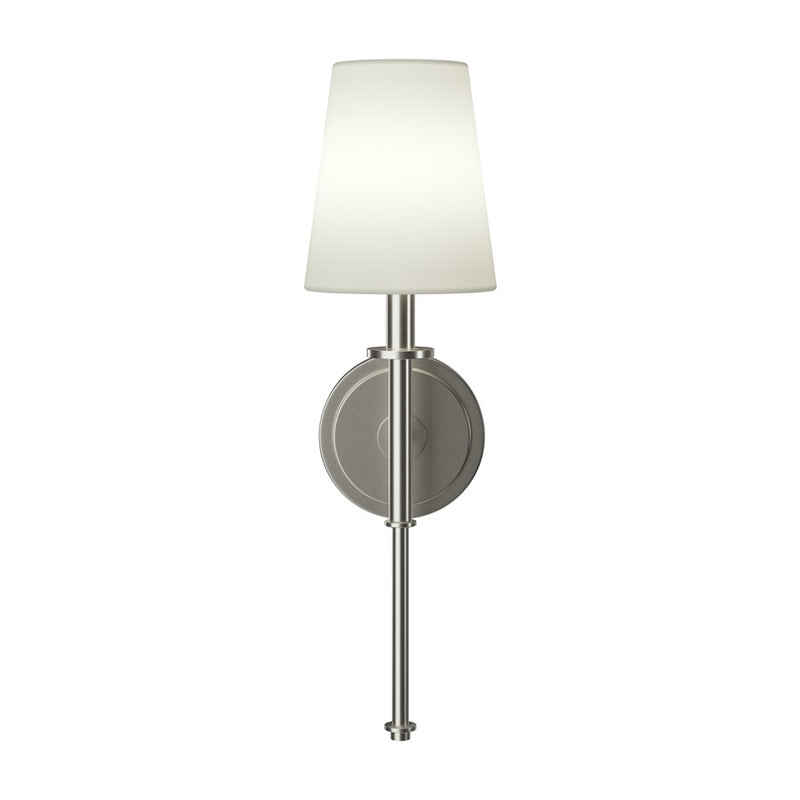 Kichler Kleine 6in 1-Light Wall Sconce | Traditional Brushed Nickel and White Linen | Bedroom & Hallway | 6 x 14 x 8 in | Model 52808NI