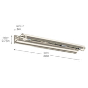 Kichler Kenton 30in 3-Light Picture Light | Industrial Polished Nickel Metal | Art Gallery & Hallway | 30 x 2.75 in, 6in Ext | Model 52816PN