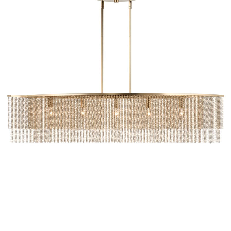 Kichler Khaite 46.5in 5-Light Linear Chandelier | Mid-Century Champagne Bronze | Dining Room & Living Room | 46.5 x 15 x 10.75 in | Model 52825CPZ