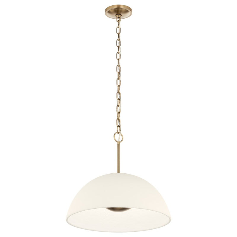 Kichler Mikale 18in 1-Light Pendant | Modern Champagne Bronze Steel and White Ceramic | Kitchen Island & Dining Room | Model 52828CPZLED