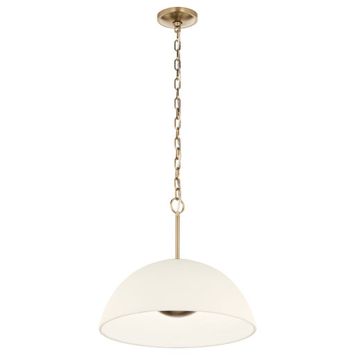 Kichler Mikale 18in 1-Light Pendant | Modern Champagne Bronze Steel and White Ceramic | Kitchen Island & Dining Room | Model 52828CPZLED