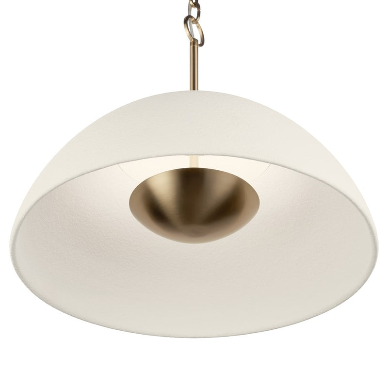 Kichler Mikale 18in 1-Light Pendant | Modern Champagne Bronze Steel and White Ceramic | Kitchen Island & Dining Room | Model 52828CPZLED