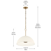 Kichler Mikale 18in 1-Light Pendant | Modern Champagne Bronze Steel and White Ceramic | Kitchen Island & Dining Room | Model 52828CPZLED