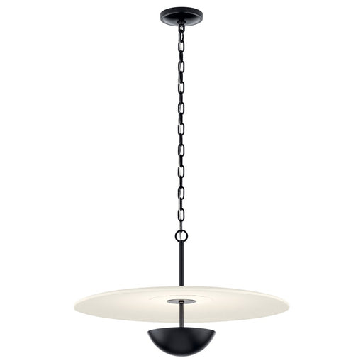 Kichler Mikale 24in 1-Light LED Pendant | Modern Contemporary Black and White Ceramic | Kitchen Island & Dining Room | 13.25 in H | Model 52829BKLED