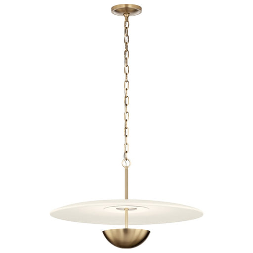 Kichler Mikale 24in 1-Light Pendant | Modern Champagne Bronze and White Ceramic | Kitchen Island & Dining Room | 24 x 24 x 13 in | Model 52829CPZLED