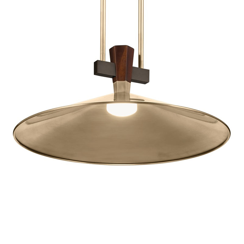 Kichler Tenon 20in 1-Light LED Pendant | Industrial Champagne Bronze and Black Walnut | Kitchen Island & Dining Room | 8.5in H | Model 52832CPZLED