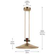 Kichler Tenon 20in 1-Light LED Pendant | Industrial Champagne Bronze and Black Walnut | Kitchen Island & Dining Room | 8.5in H | Model 52832CPZLED