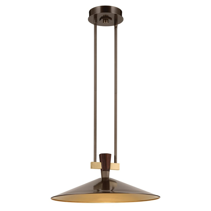 Kichler Tenon 20in 1-Light LED Pendant | Industrial Lacquered Bronze Brass | Kitchen Island & Dining Room | 8.5 in H | Model 52832LBZLED
