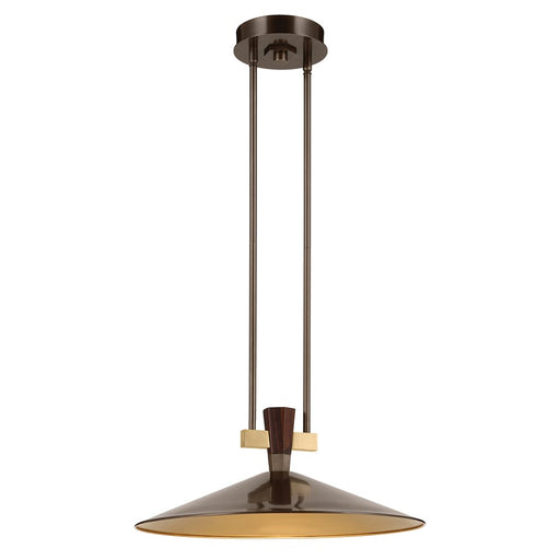 Kichler Tenon 20in 1-Light LED Pendant | Industrial Lacquered Bronze Brass | Kitchen Island & Dining Room | 8.5 in H | Model 52832LBZLED