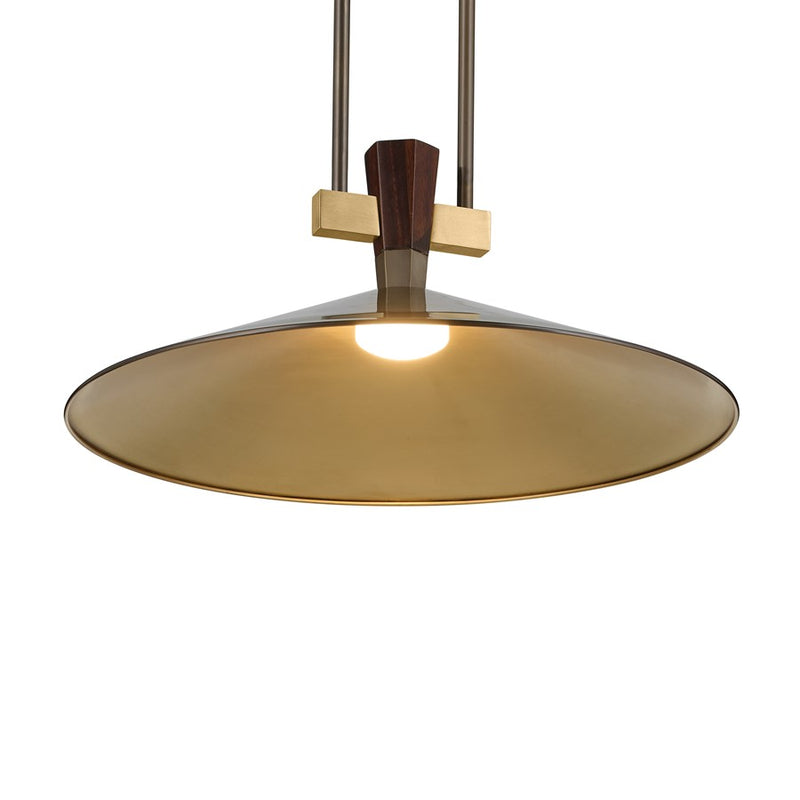 Kichler Tenon 20in 1-Light LED Pendant | Industrial Lacquered Bronze Brass | Kitchen Island & Dining Room | 8.5 in H | Model 52832LBZLED