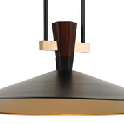 Kichler Tenon 28in 1-Light LED Pendant | Industrial Black Steel and Walnut | Kitchen Island & Dining Room | 11 in H | Model 52833BKLED