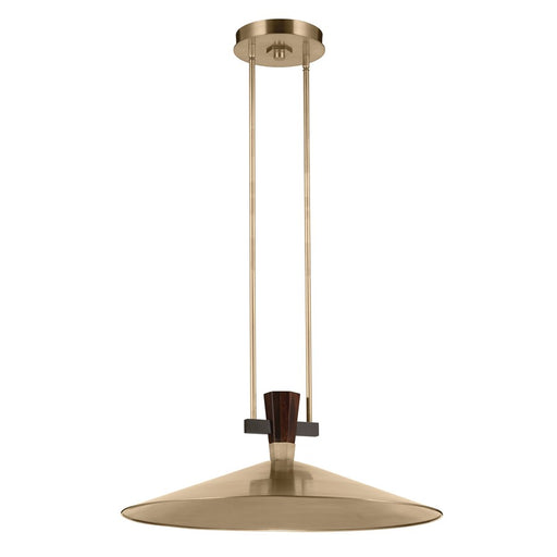 Kichler Tenon 28in 1-Light LED Pendant | Industrial Champagne Bronze Steel and Walnut | Kitchen Island & Dining Room | 11 in H | Model 52833CPZLED