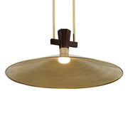 Kichler Tenon 28in 1-Light LED Pendant | Industrial Lacquered Brass and Black Walnut | Kitchen Island | 11 in H | Model 52833LBRLED