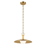 Kichler Kurio 16in 1-Light Pendant | Modern Lacquered Brass and Etched Opal Glass | Dining Room & Kitchen Island | 16 x 16 x 10 in | Model 52834LBR