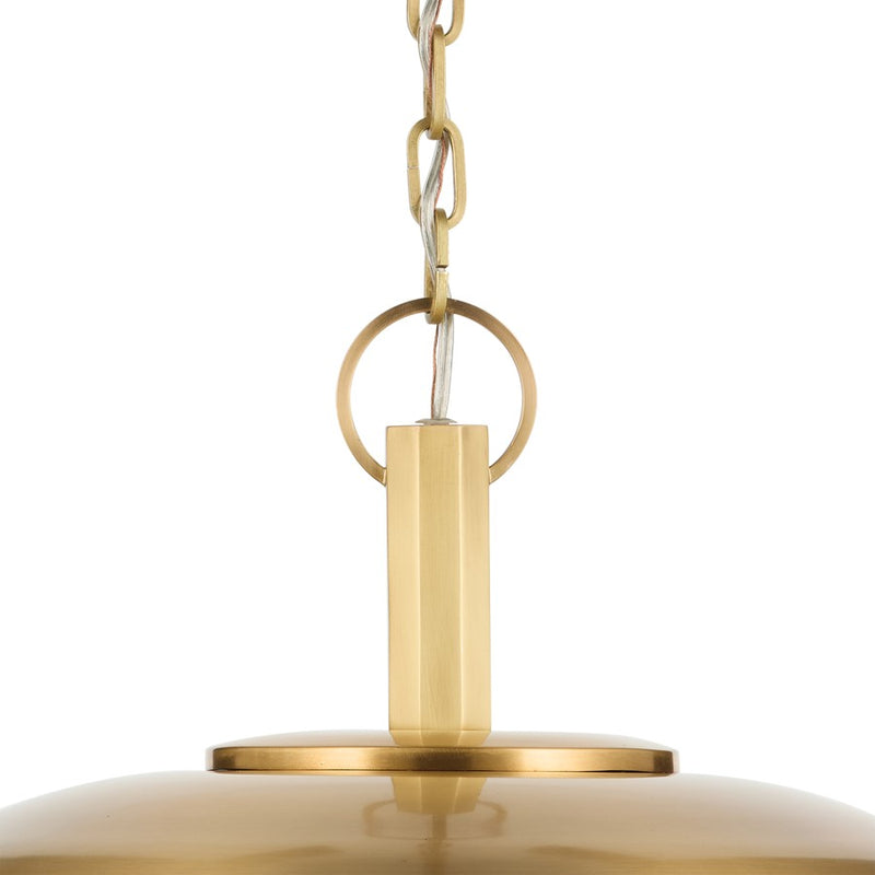 Kichler Kurio 16in 1-Light Pendant | Modern Lacquered Brass and Etched Opal Glass | Dining Room & Kitchen Island | 16 x 16 x 10 in | Model 52834LBR