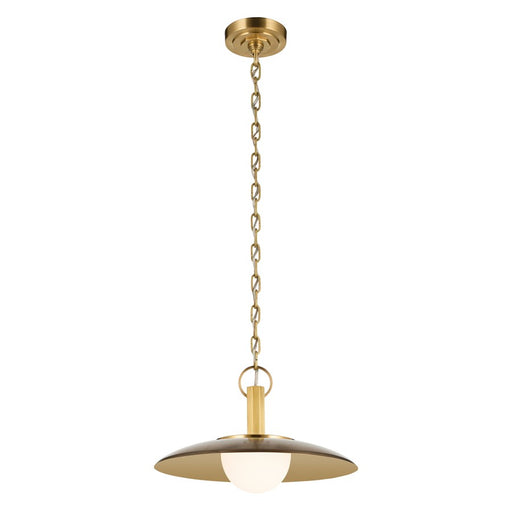 Kichler Kurio 16in 1-Light Pendant | Modern Lacquered Brass and Etched Opal Glass | Kitchen Island & Dining Room | 10in H | Model 52834LBZ