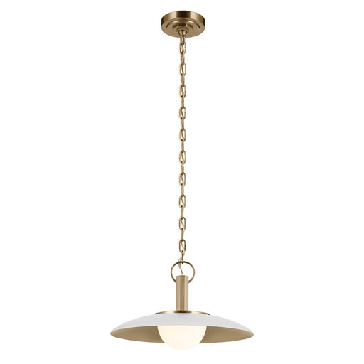 Kichler Kurio 16in 1-Light Pendant | Modern White and Etched Opal Glass | Kitchen Island & Dining Room | 10in H | Model 52834WH
