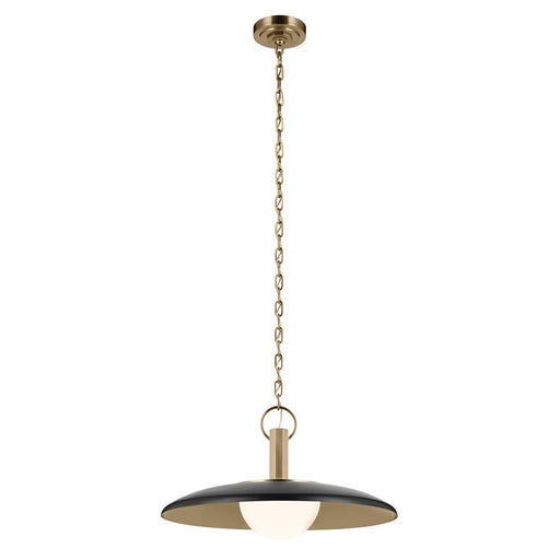 Kichler Kurio 22in 1-Light Pendant | Industrial Black and Etched Opal Glass | Kitchen Island & Dining Room | 12.5 in H | Model 52835BK