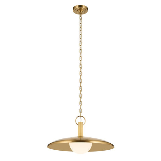 Kichler Kurio 22in 1-Light Pendant | Modern Lacquered Brass Brass and Etched Opal Glass | Kitchen Island & Dining Room | 12.5 in H | Model 52835LBR