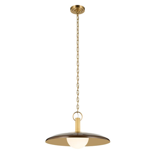 Kichler Kurio 22in 1-Light Pendant | Industrial Lacquered Bronze and Etched Opal Glass | Kitchen Island | 12.5 in H | Model 52835LBZ