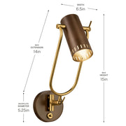 Kichler Ruehl 15in 1-Light Swing Arm Wall Sconce | Modern Lacquered Bronze | Bedroom & Living Room | 14in Extension | Model 52841LBZ