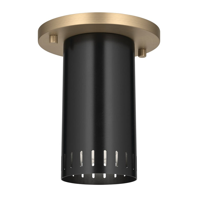 Kichler Ruehl 6.75in 1-Light Flush Mount | Modern Black and Champagne Bronze | Entryway & Hallway Accent | 5.5 x 6.75 in | Model 52842BK