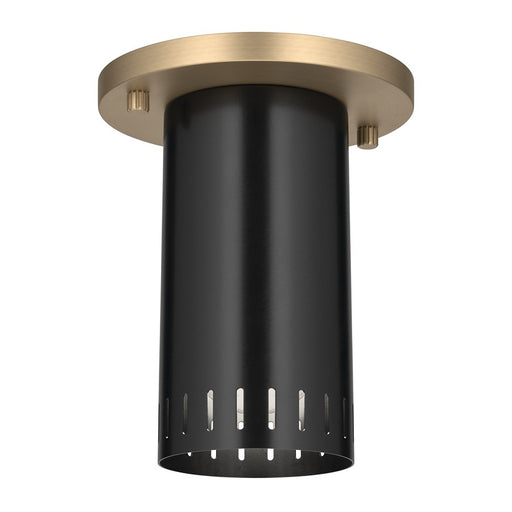 Kichler Ruehl 6.75in 1-Light Flush Mount | Modern Black and Champagne Bronze | Entryway & Hallway Accent | 5.5 x 6.75 in | Model 52842BK