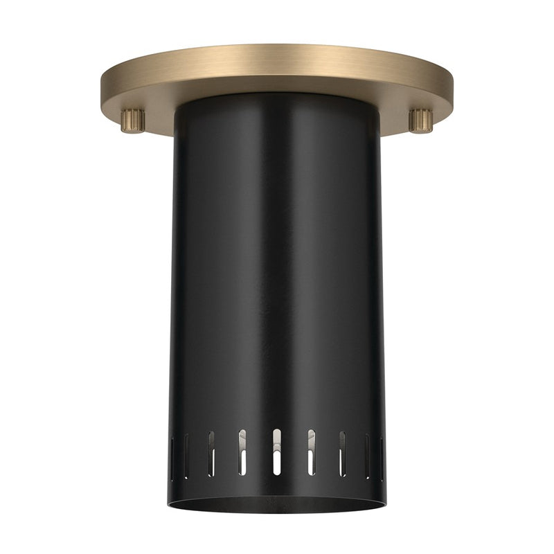 Kichler Ruehl 6.75in 1-Light Flush Mount | Modern Black and Champagne Bronze | Entryway & Hallway Accent | 5.5 x 6.75 in | Model 52842BK