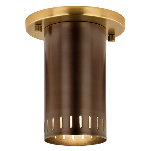 Kichler Ruehl 5.5in 1-Light Flush Mount | Modern Lacquered Bronze Brass | Entryway & Hallway Ambient | 5.5 x 6.75 in | Model 52842LBZ